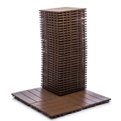 76-Pack 11.42"x11.42" Plastic Interlocking Deck Tiles - 68.80 Sq.Ft Outdoor Plastic Flooring, Super Durable, Waterproof