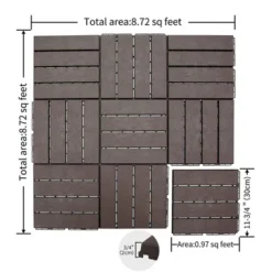 12"x12" Square Composite Patio Interlocking Deck Tiles. Four Slat Plastic Outdoor Flooring, All Weather For Balcony -Outdoor Living Gardens GUEST fc5f4e2e b430 4d29 861d 7dc1f9bde0cc
