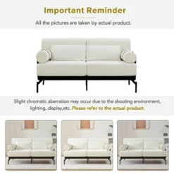Modern Loveseat Sofa 59" Sofa Couch 2-Seater Sofa With Flexible USB Ports , Unique Cylindrical Armrests For Living Room, Beige -Outdoor Living Gardens GUEST fc78fb00 bbae 4ee3 a613 a4d7ed034d65