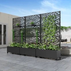 71.37in.L X 35.1in.W X 15.6in.H Black Metal Rectangle Planting Box With Climbing Frame (1-Pack) -Outdoor Living Gardens GUEST fcd4471b 7085 4b67 b08d c7d78a714de0