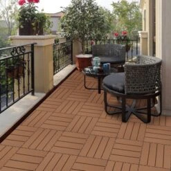 Plastic Interlocking Deck Tiles, 12.00"x12.00" (Pack Of 44), For Patio, Outdoor Waterproof, All Weather -Outdoor Living Gardens GUEST fcea5499 4bbe 40a4 ac44 93481a61e47f