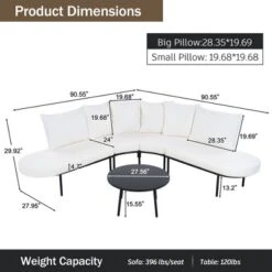 Patio Half- Moon Curved Outdoor Furniture Sofa Set With Coffee Table, Padded Seats And Backrest Cushions For Garden -Outdoor Living Gardens GUEST fd76cd88 800a 452a 85ca 60effd01170b